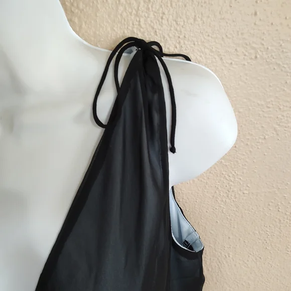 Iconic Vintage Y2K Black Chiffon Lace Formal Cocktail Slip Dress Size 12 Large - Picture 9 of 13